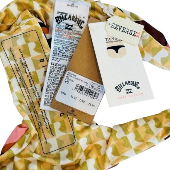 Billabong Return to Paradise Reversible Tanga Bikini Swim Bottoms Small S New - Picture 9 of 9